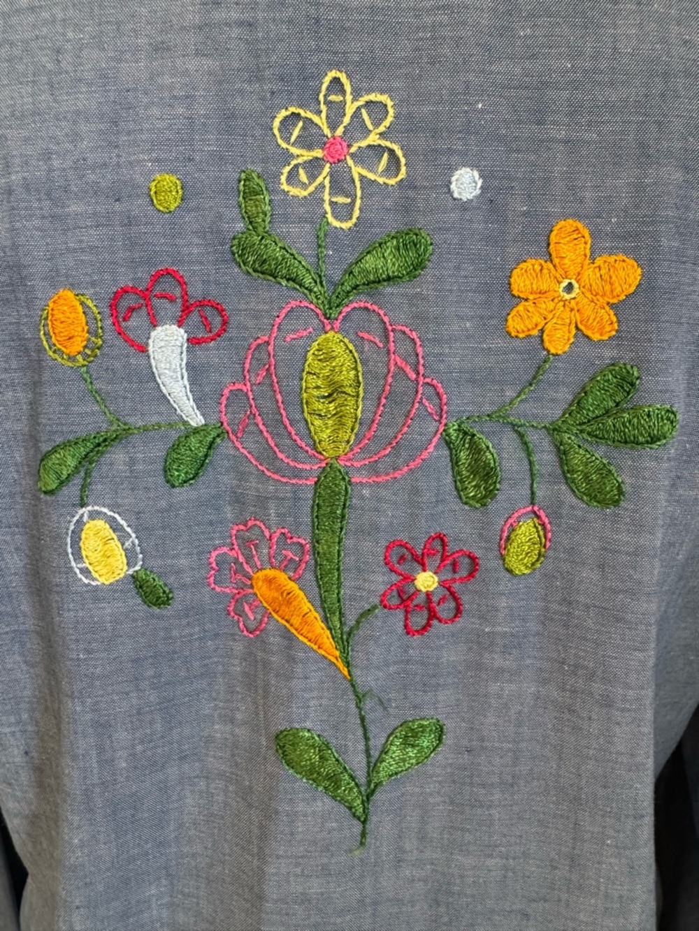 Big Mac JCPenney vintage 1970s chambray hand embroidered shirt men’s XL 70s 60s - Picture 16 of 17